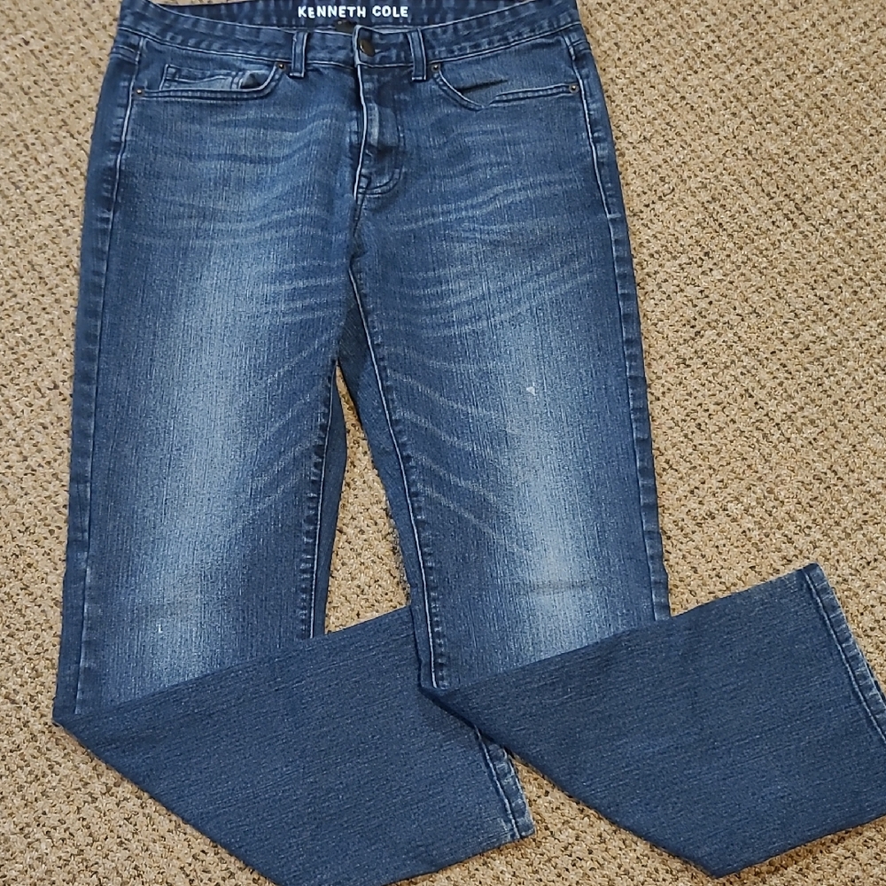 Kenneth Cole Men's Straight Jeans in Dark Blue